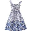Generico Vestito Battesimo Bimba Vestito Battesimo Bambino Abito Estivo Europeo per Bambina Grande Abito da Spiaggia in Cotone Etnico in Abito per Bambini Abito Cerimonia Donna (Blue, 13-14 Years)