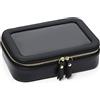 Duolan Borsa per il trucco trasparente da viaggio, custodia trasparente per cosmetici da viaggio, borsa da toilette da donna, A/nera, M, accessori da viaggio, A/nero., M, Accessori da viaggio