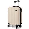 KONO Rigidi e Leggerissima Alta Qualità ABS Valigia 20 24 28 Valigie con 4 Ruote Multi-direzionali (Beige, S-57cm)