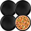 Wvu & Wvo Set 4 Tegami Pizza Ø20cm, Acciaio con rivestimento antiaderente, Forma Rotonda, Colore nero