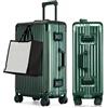 yuweijie Valigia grande con coque in alluminio 100% puro. Valigia Trolley con 4 Ruote Doppie Girevoli e Lucchetto TSA Integrato(XL,Verde)