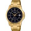 Casio Orologio da uomo al quarzo nero quadrante oro acciaio inossidabile MTP-V004G-1CUDF, bracciale, Bracciale