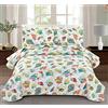 Smuge Set di biancheria da letto con copriletto trapuntato a tema spiaggia, 3 pezzi, con federe, immagine vivace paesaggio marino con conchiglie colorate, conchiglie, coralli, stelle marine, sottile,