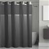 Hookless It's a Snap! - Tenda da doccia 3 in 1, con finestra superiore trasparente, anelli flessibili e fodera in tessuto, 180 x 188 cm, colore: grigio grafite