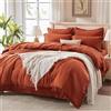 Andency Set copripiumino king size con lenzuola, arancione bruciato, 7 pezzi, in stile bohémien, morbido e leggero, set di biancheria da letto con nappe, color terracotta ruggine, con piumone,