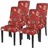 SearchI Christmas Dining Chair Covers Set of 4, Stretch Xmas Parsons Chair Slipcovers Seat Protector Washable Spandex Kitchen Chair Covers for Dining Room,Christmas Decoration,Holiday Party(Red)