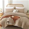 ROSGONIA Set per letto matrimoniale per ragazze e ragazzi, 1 piumino boho marrone chiaro e 1 federa, per tutte le stagioni, per bambini, leggero, regalo per dormitorio