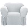 Surefit Fattoria Basketweave Box Cuscino Un Pezzo Slipcover con cravatte, Copripoltrona Relaxed Woven Fit, 100% cotone, lavabile in lavatrice, colore grigio