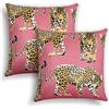 Buryeah Federa per cuscino con stampa leopardata e ghepardo, decorazione per la stanza, 45,7 x 45,7 cm, colore: rosa acceso