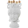 DRW Vaso da tavolo da un busto da uomo con corona bianca e oro 19x17x34cm
