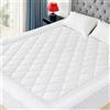 HOMTEC Coprimaterasso California King, in cotone, trapuntato, con tasca profonda da 45,7 a 55,9 cm, imbottitura alternativa in piuma bianca silenziosa e traspirante
