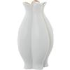 DRW Vaso da tavolo in ceramica con forma bianca con filo dorato 23x23x40cm