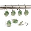 Barfroee 12 ganci decorativi per tenda da doccia, ganci per doccia in acciaio inox antiruggine, per tenda da doccia e fodera, graziosa decorazione da bagno (foglia verde)