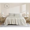 Linen Closet Luxury Cotton - Set di lenzuola in cotone biologico a 144 fili, 3 pezzi, per letto matrimoniale XL, colore: beige