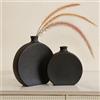 Syrasron Set di 2 vasi in ceramica nera, vaso bohémien per decorazione, finitura opaca satinata, decorazione rustica moderna per la casa, vaso per erba della pampa e fiori secchi, mensola idea, tavolo,