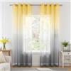 KOUFALL Tende trasparenti gialle e grigie luminose lunghe 213 cm, per soggiorno, set di 2 pannelli con occhielli, lussuose tende per finestra, decorazione per sala da pranzo, camera da letto, 133 x 213 cm di