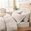 PURE ERA Set di lenzuola in jersey lavorato a maglia, 100% cotone mélange, super morbide, comode, traspiranti, per materassi fino a 50,8 cm con tasca extra profonda (beige mélange, queen size)