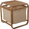 DRW Sgabello in Legno Bamboo con Cestino in Tessuto Lino Ecru 45X45X50 CM