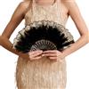 HAPPY FEATHER Ventaglio Ricamato con Piume di marabù, Stile Vintage Anni '20, per Feste in Costume e Balli