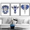 Artze Wall Art Set di 3 stampe artistiche geometriche della giungla, motivo: giraffa, leone, elefante, 21 cm di larghezza x 30 cm di altezza, blu/grigio