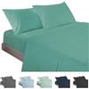 ECOMMERC3 | Set di lenzuola da 4 pezzi, per letto da 150, realizzato al 100% in Spain - Set di lenzuola con lenzuolo con angoli, sopra e 2 federe per cuscino da 45 x 85 colori acquamarina