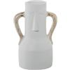 DRW Vaso da tavolo in ceramica con viso e manici bianco e oro 19 x 15 x 30 cm