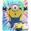 LOGOVISION Minions Peace Sign Tie Dye Coperta super morbida al tatto setoso - 152 x 127 cm