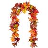 Lvydec Ghirlanda decorativa autunnale da 1,8 m di filo di acero artificiale, foglie colorate, decorazione autunnale per casa, matrimoni, feste di ringraziamento (colori misti)