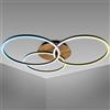 B.K.Licht, Plafoniera LED 42,5W dimmerabile, CCT luce da calda a fredda, 2 cerchi orientabili, telecomando, lampadario -Frame- con funzione memoria, nero e legno