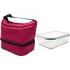 Nerthus FIH 1505 lunch bag termica tipo borsa nera con contenitore ermetico vetro 1L doppio scomparto ideale per lavoro ufficio