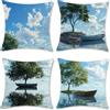 Fcunjuun Cuscini Per Divano, Imbottitura Cuscini 65x65cm, Federa Per Esterno da Esterno Set da 4 Pezzi, Albero Pillowcase Cuscino Decorativo, Lavabile, Lino, Tessuto Esterni, Outdoor Garden Decor Nuvola N-7