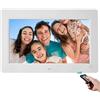 CICOLO 7 /8/9/10 pollici Cornici per foto digitali 1024*600 FHD Alta risoluzione Full IPS Photo/Music/Lettore video Allarme calendario con telecomando Cornice digitale Supporta USB e scheda SD,White-7inch