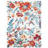 TOWN & COUNTRY EVERYDAY Hibiscus Bloom Tappeto moderno floreale per interni ed esterni, resistente allo sbiadimento UV, pelo alto-basso, avorio/rosso/blu, 90 x 150 cm
