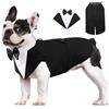 AOFITEE Set di smoking formale per cani e bandana, delicato per feste di matrimonio, con papillon, camicia per animali domestici, con collare staccabile per Natale, Halloween