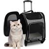 BlyeMichdi Trasportino Gatto con Ruote, Zaino per Cani Gatti Pieghevole, Portatile Zaino Cane con Design Ventilato,Trasportino da Viaggio per Animali, per Cani Piccoli Gatti Medi Fino 15KG per Viaggi