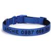 Generic Collare per cani personalizzato, nome dell'animale domestico ricamato personalizzato e numero di telefono, misure regolabili, piccola collari riflettenti per animali domestici (Blu scuro)