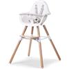 Childhome Seggiolino per Bambini/Ragazzi, Evolutive, da 6 Mesi, Regolabile in Altezza, Imbracatura 5 Punti, Numerosi Accessori, Compatibile con la Sdraietta Evolu, Legno di Faggio, Evolu 2, Bianco