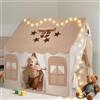 snookids Tenda per bambini - Casa da gioco interna per bambini con tappeto, luci, pendenti arcobaleno e bandiera a forma di stella, tenda per la decorazione della camera per ragazzi e ragazze