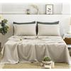 TUMEI Set di lenzuola per letto queen size, 100% lino francese lavato, set di biancheria da letto queen size con lenzuolo con angoli resistenti con tasca profonda, lenzuolo piano e 2 federe, lino