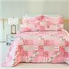 Cmfshape Copriletto trapuntato floreale con 2 federe, per letto queen size, patchwork rosa, set di 3 pezzi, leggero e reversibile, per tutte le stagioni (queen size 92 x 96 cm, rosa)