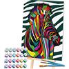 Splat Planet Zebra Dipinto Con Numeri Incorniciati, Vernice Fluorescente Al Neon, Colorazione Con Numeri, Pittura Murale, Pittura Con Numero Kit Su Tela Per Adulti, Bambini. 30 X 40 Cm