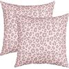 Loussiesd Federa copricuscino quadrata morbida con stampa leopardata 40,6 x 40,6 cm, set di 2 federe per cuscini Safari con animali rosa marrone per divano, soggiorno, camera da letto, letto e sedia