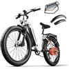 Shengmilo MX06 1OOOW E-Bike in alluminio da 26 pollici, coppia 80N.M, cambio a 7 velocità con comando a dito, batteria da 17,5AH bici da città, bici elettrica, regalo per uomini e donne (bianco)