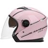 LIONCIANO Casco Semiaperto Adulto con Doppia Visiera, Casco Moto Demi-Jet Moto Cross Casco Scooter Caschi Motorino Vintage, Piloto Urbano Helm(Sakura rosa)