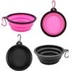CJMUQHEHH 2 Pezzi Ciotola d'acqua in Silicone per Gatto e Cane, Ciotola Acqua Cane Portatile Antigoccia in Silicone con Moschettoni, Ideale per Viaggi e Passeggiate, 350ml, Rosa e Nero