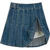 CHOUBAGUAI Gonna Jeans Gonne da Donna Pantaloncini Blu Vintage Y2k Divisa A-Line Mini Gonna di Jeans A Pieghe Chic Coreana Harajuku Moda Estate-Blu Scuro-L