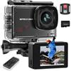 Apexcam M80 4K 60FPS 48MP Action Cam Con 128GB Scheda WIFI 40M Ultra HD Macchina Fotografica Subacquea Impermeabile Sport Camera 8X Zoom Pre-registrazione Wide Angle Con 2x1350 Batteria Kit Accessori