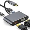 YRRNAE Adattatore multiporta da USB C a HDMI VGA, USB tipo C 4 in 1 Hub a HDMI 4 K, VGA, USB3.0, PD, compatibile con MacBook Pro, MacBook Air, iPad Pro, Pixelbook, XPS ecc
