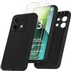 jrester Cover per Xiaomi Redmi Note 13 PRO 5G（Non per Il 4G）/ Poco X6 5G con 3 Vetro Temperato Pellicola Protettiva, Nero Morbido Silicone Liquido Protettiva Custodia per Xiaomi Redmi Note 13 PRO 5G