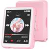 Oilsky Lettore MP3 Bluetooth - 128GB Lettore Musicale, Altoparlante Integrato e radio FM, Mini Touchscreen da 1,8'' MP3 - Perfetto per Bambini e Sport (rosa)